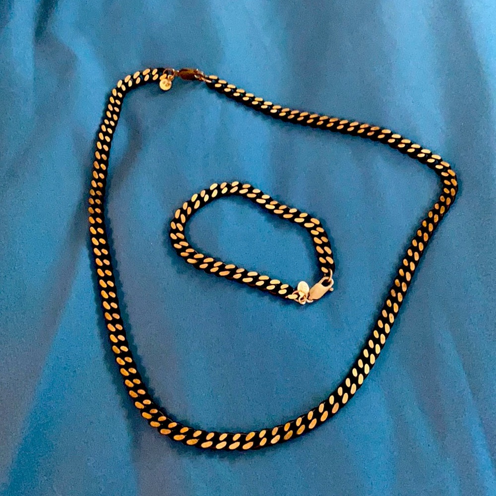 Black and gold bracelet and necklace